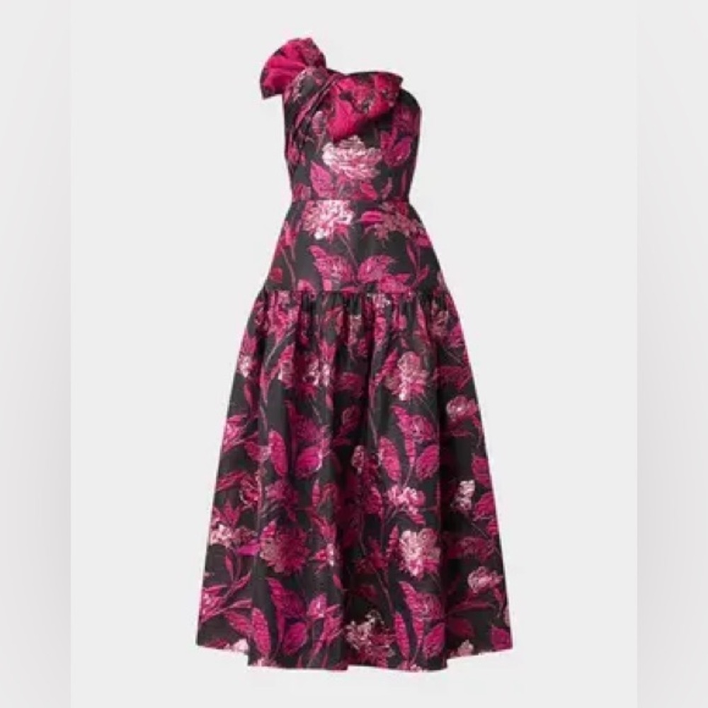 Shoshanna
Lisa One-Shoulder Floral Jacquard Midi Dress Size 2